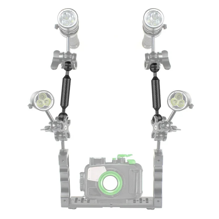 PULUZ แขนลอยคาร์บอนไฟเบอร์คู่ ขนาด 9 นิ้ว 23 ซม. เส้นผ่านศูนย์กลาง 20.8 มม., เส้นผ่านศูนย์กลางลูกบอล: 25 มม., สีดำ 9 นิ้ว