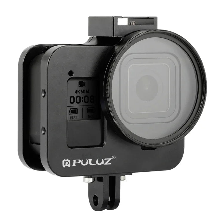 กรงป้องกันอลูมิเนียม CNC พร้อมกรอบประกันและเลนส์ UV 52 มม. สำหรับ GoPro HERO8 Black, สำหรับ HERO8 Black พร้อมกรอบ