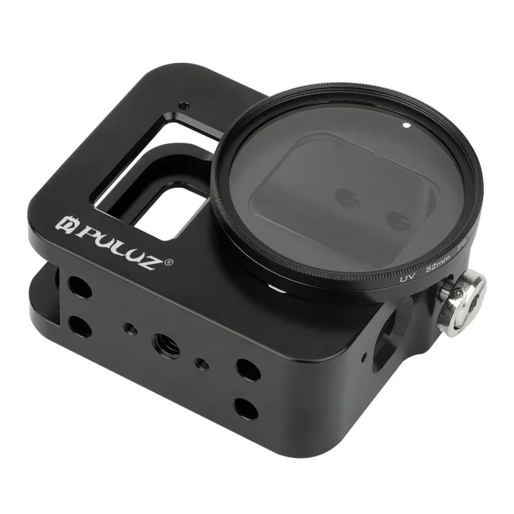 กรงป้องกันอลูมิเนียม CNC พร้อมกรอบประกันและเลนส์ UV 52 มม. สำหรับ GoPro HERO8 Black, สำหรับ HERO8 Black พร้อมกรอบ