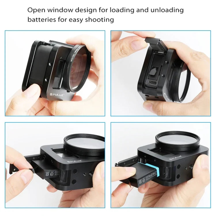กรงป้องกันอลูมิเนียม CNC พร้อมกรอบประกันและเลนส์ UV 52 มม. สำหรับ GoPro HERO8 Black, สำหรับ HERO8 Black พร้อมกรอบ