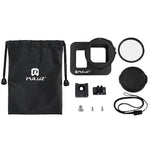 กรงป้องกันอลูมิเนียม CNC พร้อมกรอบประกันและเลนส์ UV 52 มม. สำหรับ GoPro HERO8 Black, สำหรับ HERO8 Black พร้อมกรอบ