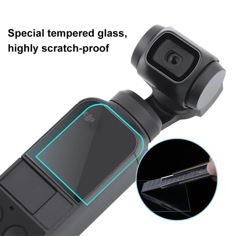 ฟิล์มกันรอยเลนส์กระจกนิรภัย 9H 2.5D HD พร้อมฟิล์มหน้าจอสำหรับ DJI OSMO Pocket Gimbal, สำหรับ DJI OSMO Pocket