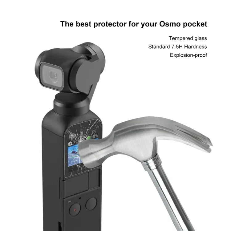 ฟิล์มกันรอยเลนส์กระจกนิรภัย 9H 2.5D HD พร้อมฟิล์มหน้าจอสำหรับ DJI OSMO Pocket Gimbal, สำหรับ DJI OSMO Pocket