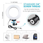 ไฟวงแหวน LED ถ่ายภาพเซลฟี่และวล็อก PULUZ ขนาด 4.7 นิ้ว 12 ซม. ปรับความสว่างได้ 3 โหมด พร้อมขาตั้งหัวบอล, 4.7 นิ้วพร้อมหัวบอล