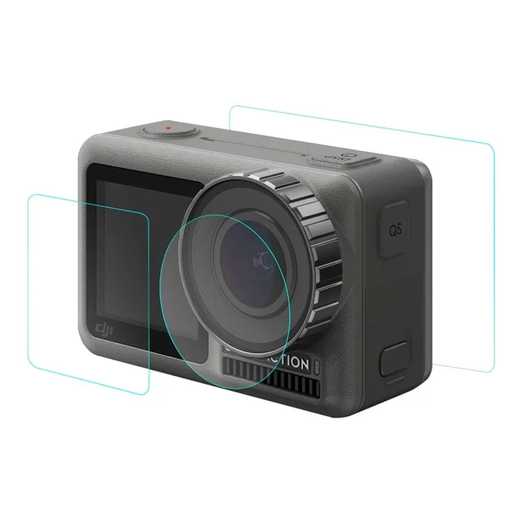 PULUZ เลนส์ + ฟิล์มกระจกนิรภัย 9H 2.5D สำหรับหน้าจอ LCD หน้าและหลัง DJI Osmo Action, สำหรับ DJI Osmo Action