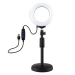 ฐานกลมตั้งโต๊ะ PULUZ + ไฟวงแหวน LED USB ปรับความสว่างได้ 3 โหมด ขนาด 4.7 นิ้ว 12cm สำหรับถ่ายวิดีโอ Vlogging, ปรับความสูงได้: 15.5cm-25.5cm, ฐานตั้งโต๊ะ+4.7 นิ้ว