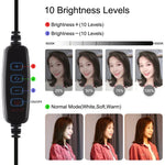 ฐานกลมตั้งโต๊ะ PULUZ + ไฟวงแหวน LED USB ปรับความสว่างได้ 3 โหมด ขนาด 4.7 นิ้ว 12cm สำหรับถ่ายวิดีโอ Vlogging, ปรับความสูงได้: 15.5cm-25.5cm, ฐานตั้งโต๊ะ+4.7 นิ้ว