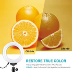 ฐานกลมตั้งโต๊ะ PULUZ + ไฟวงแหวน LED USB ปรับความสว่างได้ 3 โหมด ขนาด 4.7 นิ้ว 12cm สำหรับถ่ายวิดีโอ Vlogging, ปรับความสูงได้: 15.5cm-25.5cm, ฐานตั้งโต๊ะ+4.7 นิ้ว
