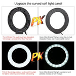 ฐานกลมตั้งโต๊ะ PULUZ + ไฟวงแหวน LED USB ปรับความสว่างได้ 3 โหมด ขนาด 4.7 นิ้ว 12cm สำหรับถ่ายวิดีโอ Vlogging, ปรับความสูงได้: 15.5cm-25.5cm, ฐานตั้งโต๊ะ+4.7 นิ้ว