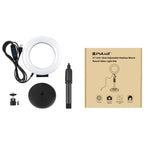 ฐานกลมตั้งโต๊ะ PULUZ + ไฟวงแหวน LED USB ปรับความสว่างได้ 3 โหมด ขนาด 4.7 นิ้ว 12cm สำหรับถ่ายวิดีโอ Vlogging, ปรับความสูงได้: 15.5cm-25.5cm, ฐานตั้งโต๊ะ+4.7 นิ้ว