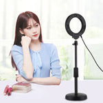 ฐานกลมตั้งโต๊ะ PULUZ + ไฟวงแหวน LED USB ปรับความสว่างได้ 3 โหมด ขนาด 4.7 นิ้ว 12cm สำหรับถ่ายวิดีโอ Vlogging, ปรับความสูงได้: 15.5cm-25.5cm, ฐานตั้งโต๊ะ+4.7 นิ้ว