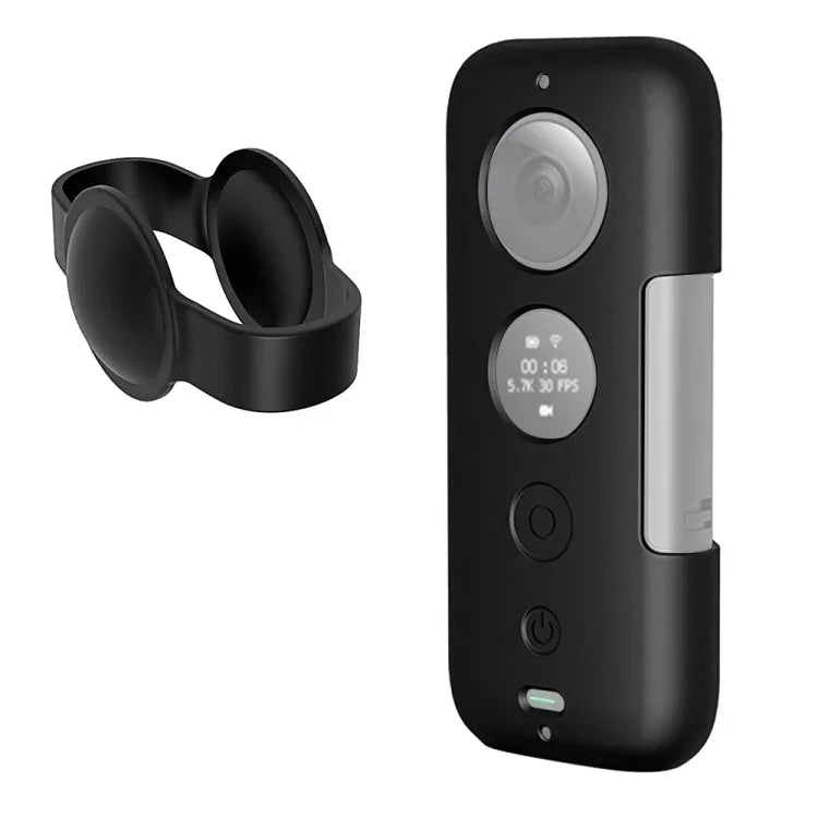 PULUZ เคสซิลิโคนป้องกันพร้อมฝาปิดเลนส์สำหรับ Insta360 ONE X, สำหรับ Insta360 ONE X(สีดำ), สำหรับ Insta360 ONE X(สีแดง)