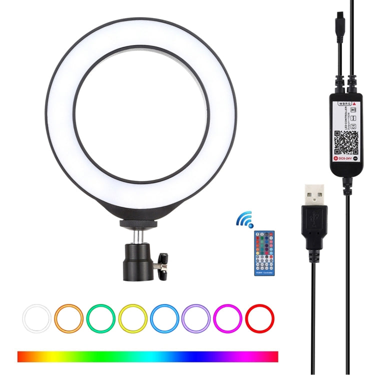 ไฟวงแหวน LED RGBW ปรับความสว่างได้ PULUZ 6.2 นิ้ว 16 ซม. USB สำหรับถ่ายวิดีโอ Vlogging พร้อมขาตั้งกล้องหัวบอลและรีโมท, 6.2 นิ้ว RGBW / รีโมท
