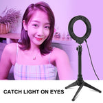 ไฟวงแหวน LED RGBW ปรับความสว่างได้ PULUZ 4.7 นิ้ว 12 ซม. USB 10 โหมด 8 สี สำหรับถ่ายวิดีโอ Vlogging พร้อมขาตั้งกล้องหัวบอล, 4.7 นิ้ว RGBW