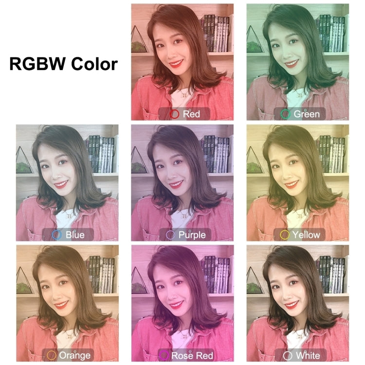 ไฟวงแหวน LED RGBW ปรับความสว่างได้ PULUZ 4.7 นิ้ว 12 ซม. USB 10 โหมด 8 สี สำหรับถ่ายวิดีโอ Vlogging พร้อมขาตั้งกล้องหัวบอล, 4.7 นิ้ว RGBW