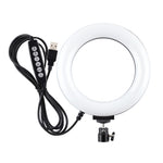 ไฟวงแหวน LED RGBW ปรับความสว่างได้ PULUZ 6.2 นิ้ว 16 ซม. USB 10 โหมด 8 สี สำหรับถ่ายวิดีโอ Vlogging พร้อมขาตั้งกล้องหัวบอล, 6.2 นิ้ว RGBW