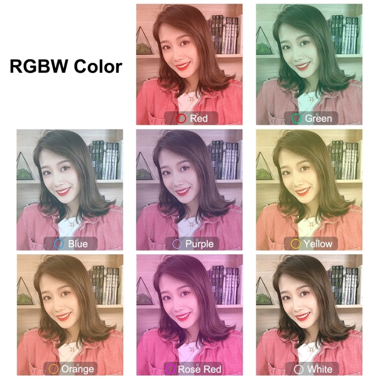 ไฟวงแหวน LED RGBW ปรับความสว่างได้ PULUZ 6.2 นิ้ว 16 ซม. USB 10 โหมด 8 สี สำหรับถ่ายวิดีโอ Vlogging พร้อมขาตั้งกล้องหัวบอล, 6.2 นิ้ว RGBW