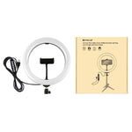 ไฟวงแหวน LED RGBW ปรับความสว่างได้ PULUZ 10.2 นิ้ว 26 ซม. USB 10 โหมด 8 สี สำหรับถ่ายวิดีโอ Vlogging พร้อมขาตั้งกล้องหัวบอล, Cold Shoe และที่หนีบโทรศัพท์, 10.2 นิ้ว RGBW