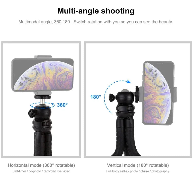 ขาตั้งกล้องขนาดเล็ก PULUZ Mini Octopus แบบยืดหยุ่นพร้อมหัวบอลสำหรับกล้อง SLR, GoPro, โทรศัพท์มือถือ, ขนาด:30cmx5cm, ขาตั้ง 30 ซม.