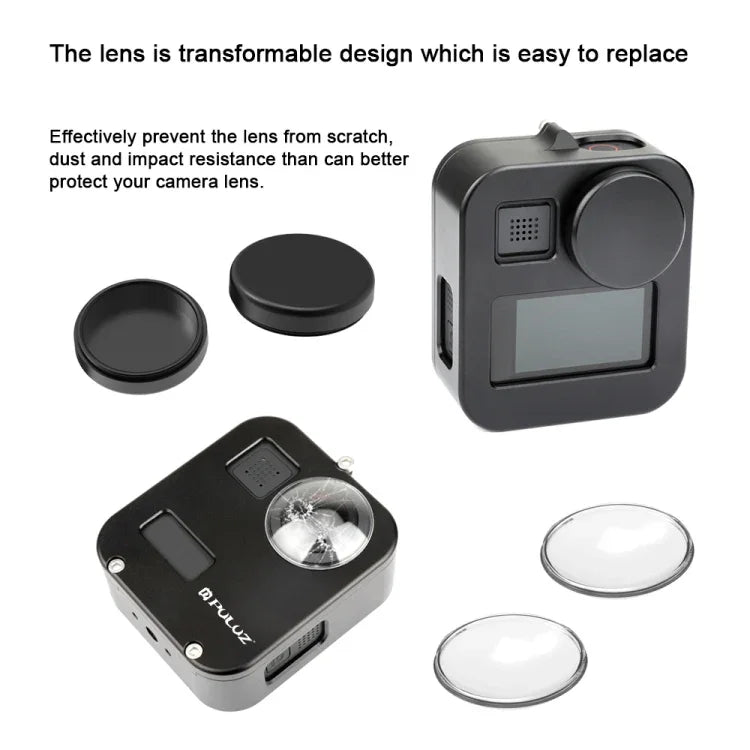 โครงป้องกันอลูมิเนียม CNC PULUZ สำหรับ GoPro Max, โครงอลูมิเนียม