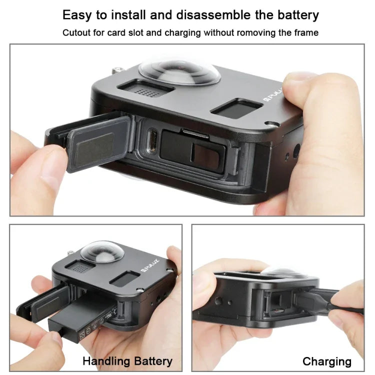 โครงป้องกันอลูมิเนียม CNC PULUZ สำหรับ GoPro Max, โครงอลูมิเนียม