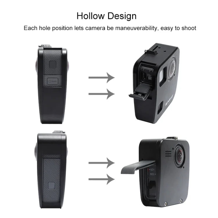 โครงป้องกันอลูมิเนียม CNC PULUZ สำหรับ GoPro Fusion พร้อมฐานยึดและฝาครอบเลนส์, สำหรับ GoPro Fusion