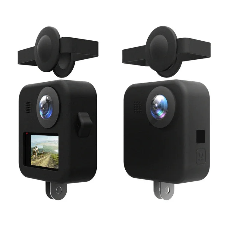 เคสฝาครอบเลนส์คู่ PULUZ สำหรับ GoPro Max + เคสซิลิโคนป้องกันตัวเครื่อง, เคสซิลิโคน