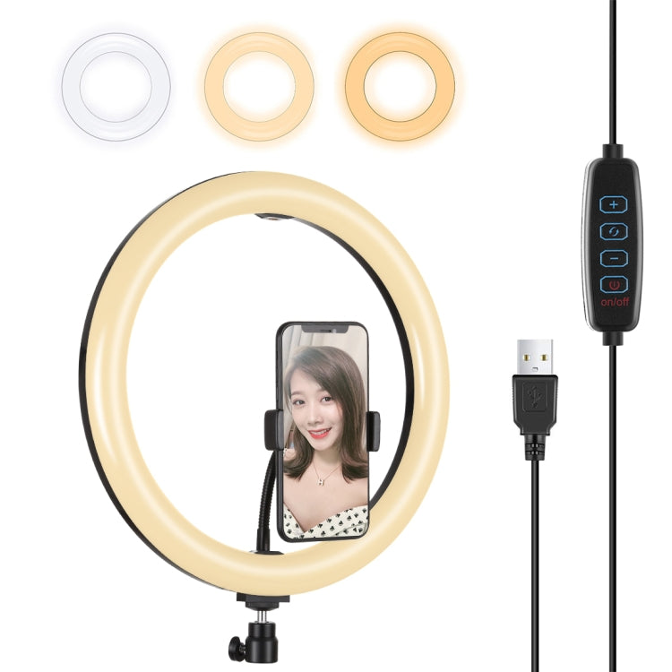 ไฟวงแหวน LED PULUZ 11.8 นิ้ว 30 ซม. USB 3 โหมด ปรับความสว่างได้ อุณหภูมิสีคู่ สำหรับถ่ายวิดีโอ Vlogging เซลฟี่ พร้อมที่หนีบโทรศัพท์, 11.8 นิ้ว