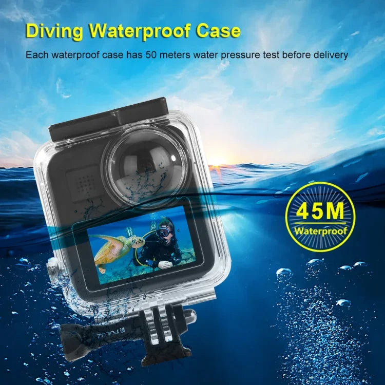 เคสกันน้ำลึก 45 เมตร PULUZ สำหรับ GoPro MAX พร้อมตัวยึดพื้นฐานและสกรู, เคสกันน้ำ