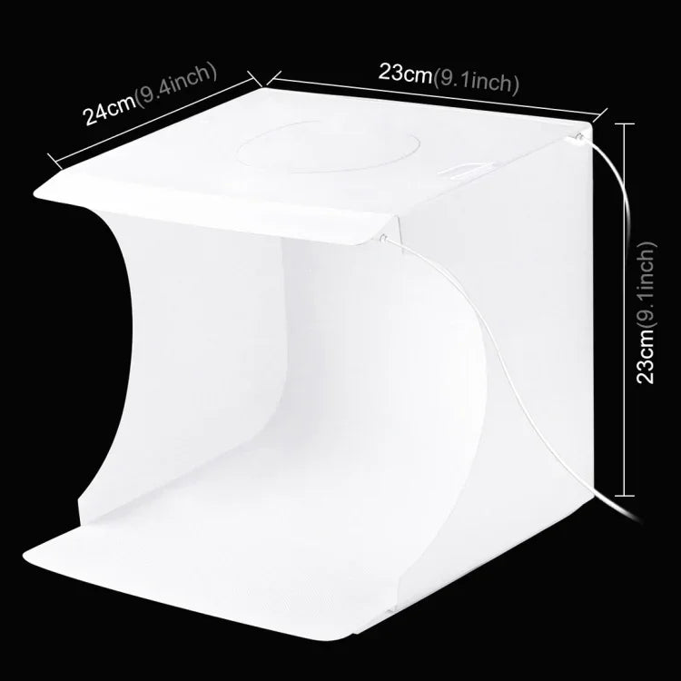 PULUZ 20cm รวม 2 แผงไฟ LED แบบพับได้ ไฟสตูดิโอถ่ายภาพพกพา 1100LM พร้อมกล่องเต็นท์ถ่ายภาพและฉากหลัง 6 สี (ดำ, ขาว, เหลือง, แดง, เขียว, น้ำเงิน), ขนาดกางออก: 24cm x 23cm x 23cm, 20cm(2 LED/RU), 20cm(2 LED)