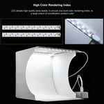 PULUZ 20cm รวม 2 แผงไฟ LED แบบพับได้ ไฟสตูดิโอถ่ายภาพพกพา 1100LM พร้อมกล่องเต็นท์ถ่ายภาพและฉากหลัง 6 สี (ดำ, ขาว, เหลือง, แดง, เขียว, น้ำเงิน), ขนาดกางออก: 24cm x 23cm x 23cm, 20cm(2 LED/RU), 20cm(2 LED)