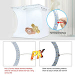 PULUZ แผงไฟ LED แบบวงแหวนขนาด 23 ซม. แบบพับได้ ชุดกล่องเต็นท์ถ่ายภาพพร้อมฉากหลัง 6 สี (ดำ, ขาว, เหลือง, แดง, เขียว, น้ำเงิน), ขนาดกางออก: 24 ซม. x 23 ซม. x 23 ซม., แผงไฟ LED แบบวงแหวน 23 ซม.