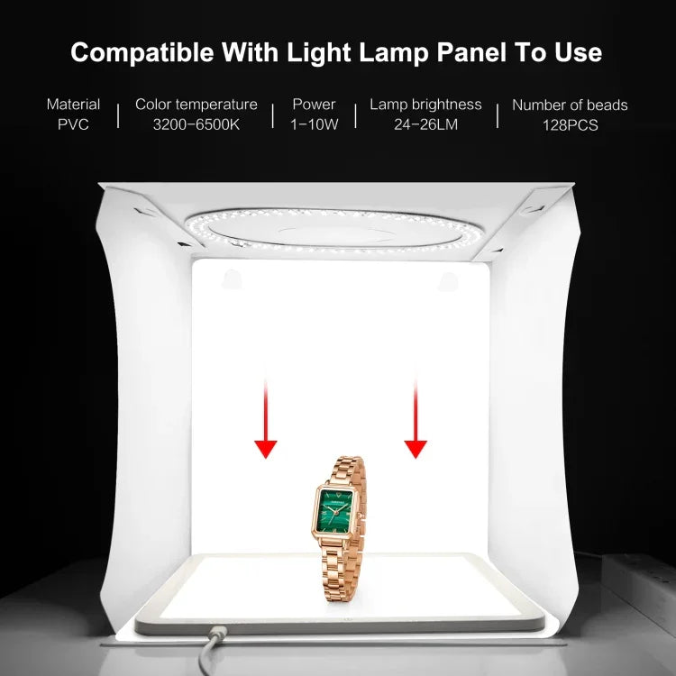 PULUZ ชุดไฟวงแหวนพกพาพับได้ขนาด 30 ซม. พร้อมเต็นท์ถ่ายภาพและฉากหลัง 6 สี (ดำ, ขาว, เหลือง, แดง, เขียว, น้ำเงิน), ขนาดกางออก: 31 ซม. x 31 ซม. x 32 ซม., กล่องขนาด 30 ซม.