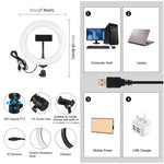 PULUZ ไฟวงแหวน LED โค้ง 7.9 นิ้ว 20 ซม. USB RGB ปรับความสว่างได้ สีไฟสองโทน พร้อมที่หนีบโทรศัพท์ สำหรับถ่ายวิดีโอเซลฟี่และวล็อก
