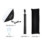 ชุดถ่ายภาพ PULUZ Softbox สตูดิโอ 50x70 ซม. + ขาตั้งกล้อง 2 ม. + หลอดไฟ LED 220V E27 30W 5700K แสงขาว, หลอดไฟเดี่ยว EU Plug, หลอดไฟเดี่ยว US Plug