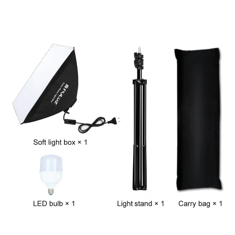 ชุดถ่ายภาพ PULUZ Softbox สตูดิโอ 50x70 ซม. + ขาตั้งกล้อง 2 ม. + หลอดไฟ LED 220V E27 30W 5700K แสงขาว, หลอดไฟเดี่ยว EU Plug, หลอดไฟเดี่ยว US Plug