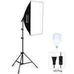 ชุดถ่ายภาพ PULUZ Softbox สตูดิโอ 50x70 ซม. + ขาตั้งกล้อง 2 ม. + หลอดไฟ LED 220V E27 30W 5700K แสงขาว, หลอดไฟเดี่ยว EU Plug, หลอดไฟเดี่ยว US Plug