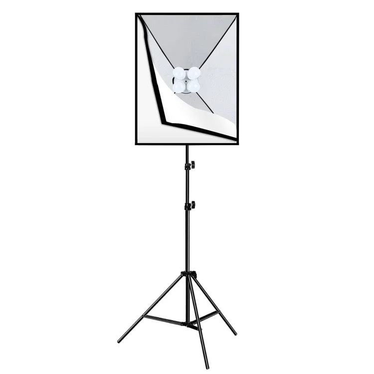 ชุดถ่ายภาพ PULUZ Softbox สตูดิโอ 50x70 ซม. + ขาตั้งกล้อง 2 ม. + หลอดไฟ LED 220V E27 20W 5700K แสงขาว 4 หลอด, 4 หลอด EU Plug, 4 หลอด US Plug