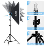 ชุดถ่ายภาพ PULUZ Softbox สตูดิโอ 50x70 ซม. + ขาตั้งกล้อง 2 ม. + หลอดไฟ LED 220V E27 20W 5700K แสงขาว 4 หลอด, 4 หลอด EU Plug, 4 หลอด US Plug