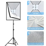 ชุดถ่ายภาพ PULUZ Softbox สตูดิโอ 50x70 ซม. + ขาตั้งกล้อง 2 ม. + หลอดไฟ LED 220V E27 20W 5700K แสงขาว 4 หลอด, 4 หลอด EU Plug, 4 หลอด US Plug