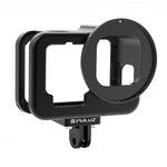 เคสกันกระแทก CNC อะลูมิเนียม PULUZ สำหรับ GoPro HERO13 Black /12 Black /11 Black /10 Black /9 Black พร้อมกรอบประกันและเลนส์ UV 52 มม., สำหรับ GoPro HERO9 Black รุ่นบาง