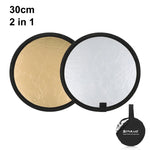 PULUZ แผงสะท้อนแสงสตูดิโอถ่ายภาพพับได้ 2-in-1 สีเงิน / ทอง ขนาด 30 ซม., แผงสะท้อนแสง 30 ซม.