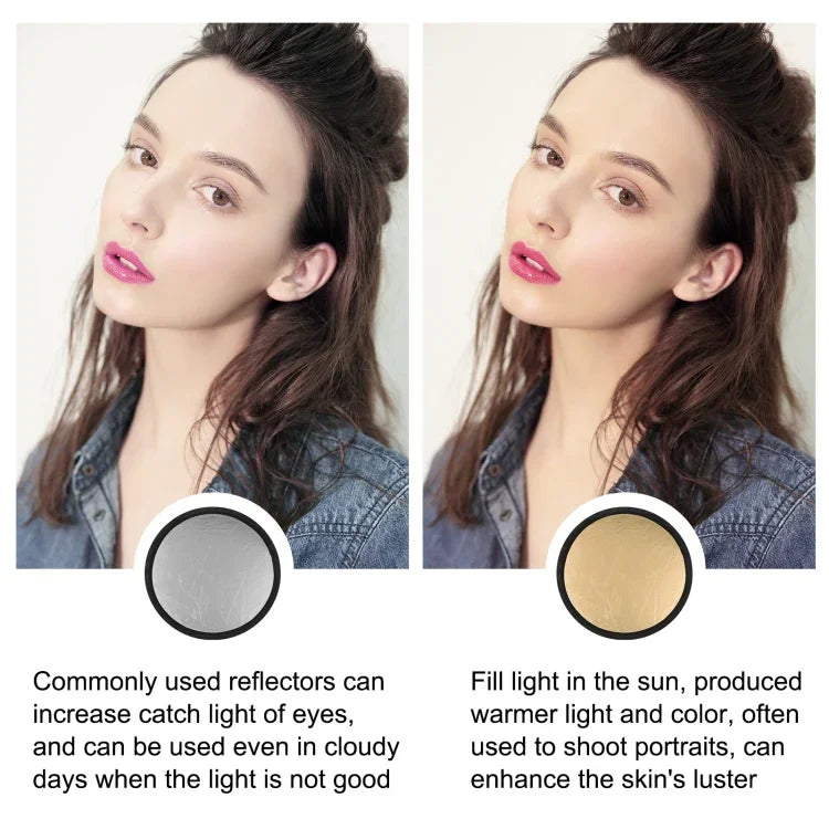 PULUZ แผงสะท้อนแสงสตูดิโอถ่ายภาพพับได้ 2-in-1 สีเงิน / ทอง ขนาด 30 ซม., แผงสะท้อนแสง 30 ซม.