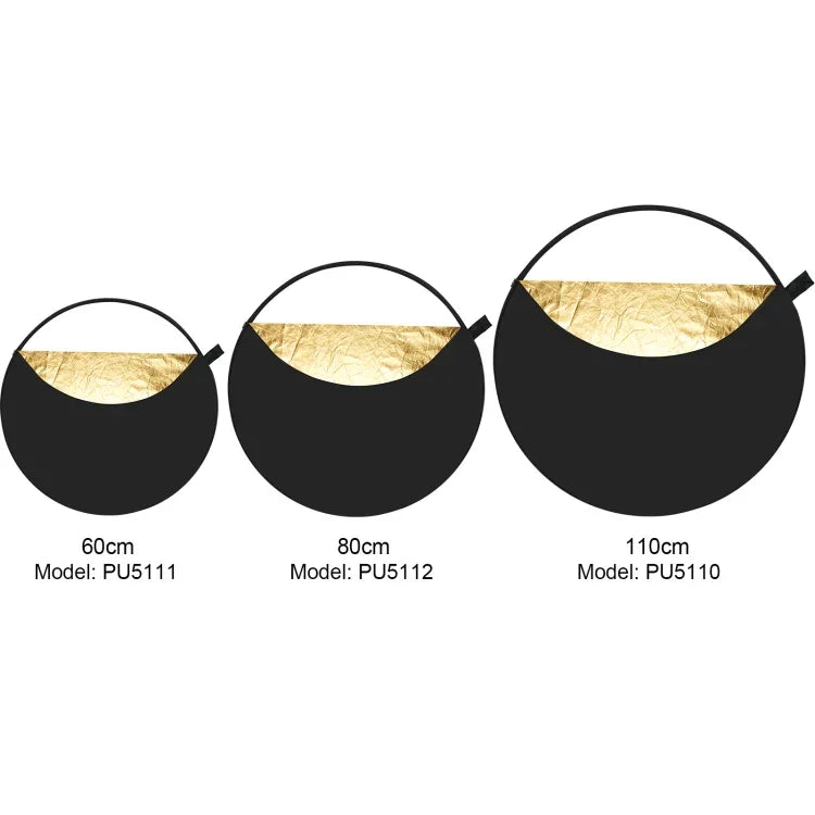 PULUZ แผ่นสะท้อนแสงสตูดิโอพับได้ 5-in-1 ขนาด 110 ซม. (เงิน / โปร่งแสง / ทอง / ขาว / ดำ), แผ่นสะท้อนแสง 110 ซม.