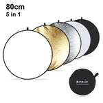 PULUZ กระดานสะท้อนแสงสตูดิโอถ่ายภาพพับได้ 5 in 1 ขนาด 80ซม. (เงิน / โปร่งแสง / ทอง / ขาว / ดำ), สะท้อนแสง 80ซม.