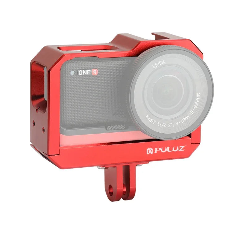 เคสกรอบอะลูมิเนียมอัลลอยด์ PULUZ พร้อมช่องใส่ Cold Shoe และอะแดปเตอร์ขาตั้งสำหรับ Insta360 One R, สำหรับกรอบ Insta 360 One R (B), สำหรับกรอบ Insta 360 One R (R)