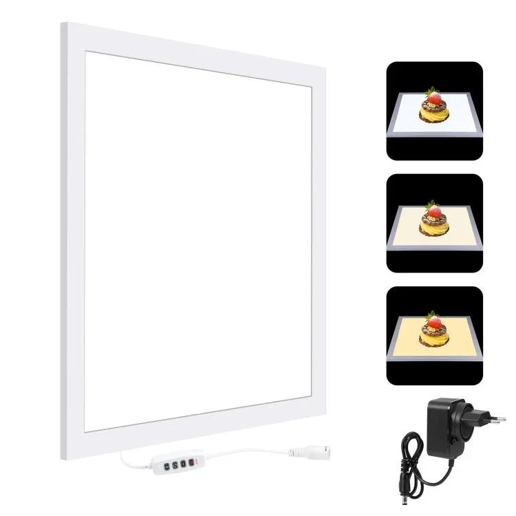 PULUZ 1000LM LED แผ่นไฟอะคริลิกไม่มีแสงเงาแบบไม่ลดแสง พร้อมสวิตช์ สำหรับกล่องสตูดิโอถ่ายภาพขนาด 40 ซม., ไฟ(US), ไฟ(UK), ไฟ(EU)