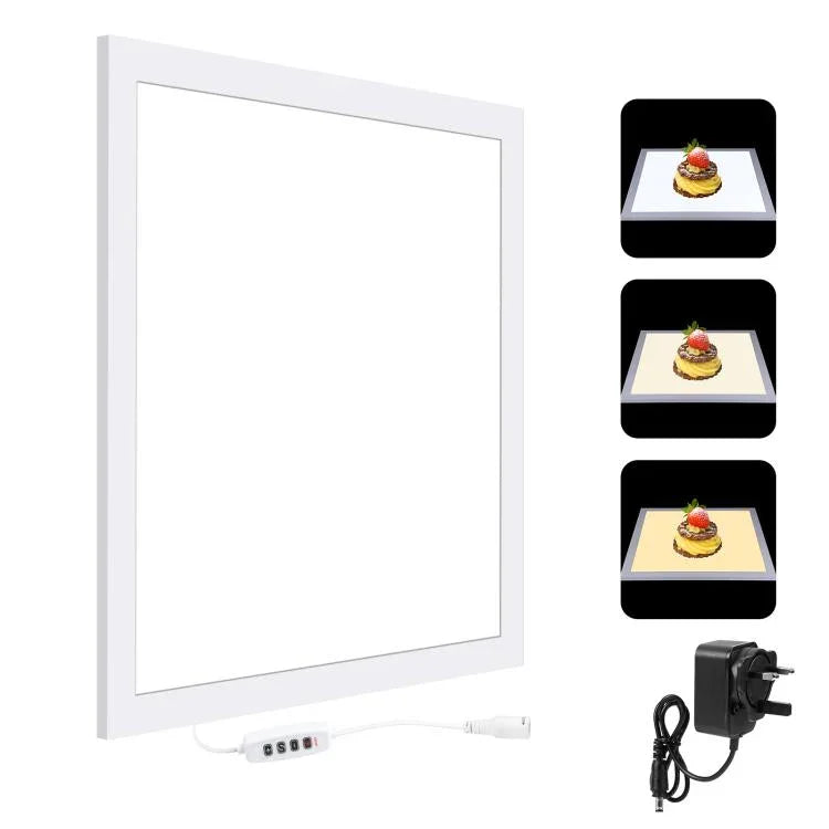 PULUZ 1000LM LED แผ่นไฟอะคริลิกไม่มีแสงเงาแบบไม่ลดแสง พร้อมสวิตช์ สำหรับกล่องสตูดิโอถ่ายภาพขนาด 40 ซม., ไฟ(US), ไฟ(UK), ไฟ(EU)