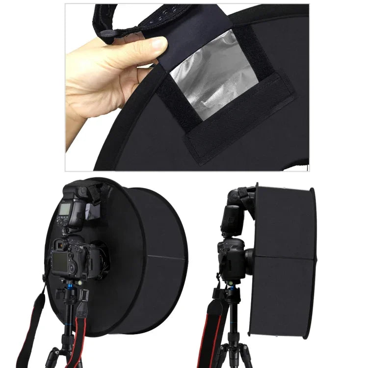 PULUZ Softbox แบบกลม 45 ซม. สำหรับแฟลช SpeedLite ถ่ายมาโครและภาพบุคคล แบบพับได้, 45 ซม. แบบกลม