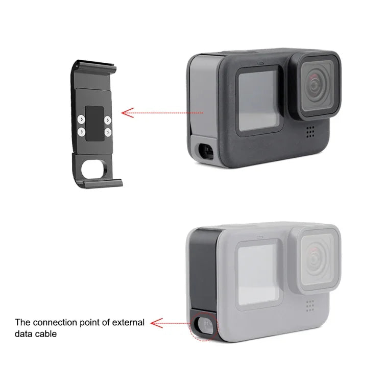 ฝาครอบพอร์ตแบตเตอรี่ด้านข้างโลหะ PULUZ สำหรับ GoPro HERO13 Black /12 Black /11 Black /10 Black /9 Black, ฝาครอบด้านข้างโลหะและพลาสติก